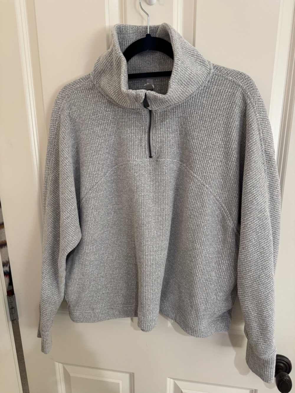 Zella women’s Light Gray Quarter-Zip Knit Sweatshirt
